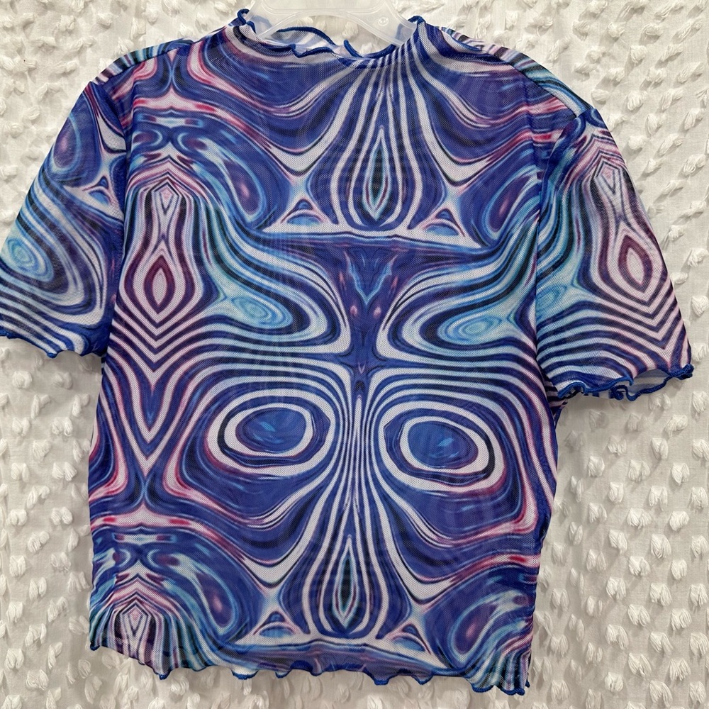 Vibrant blue/purple Mesh Women's Crop Top